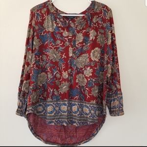 Lucky Brand Flowy Boho Blouse Size Medium